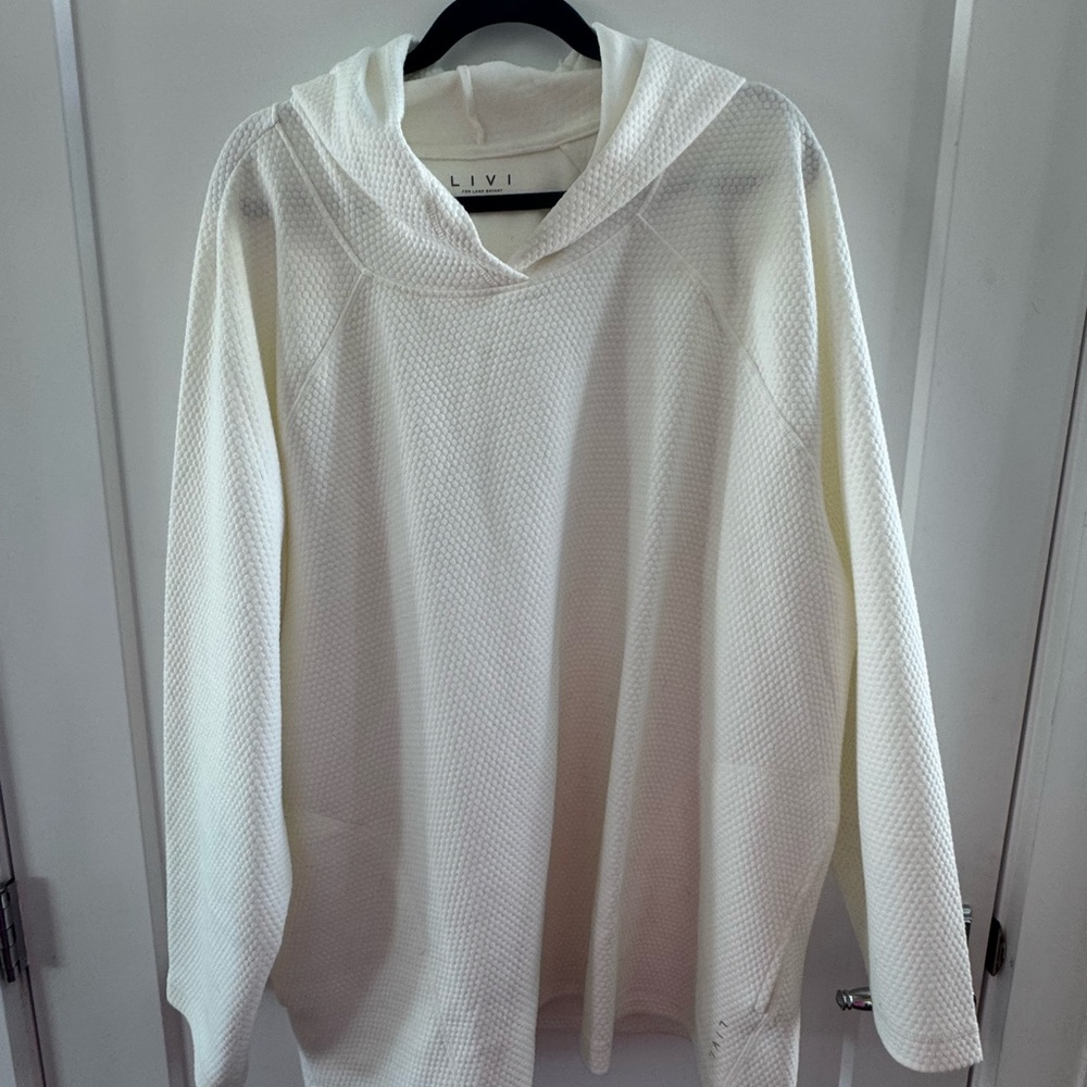 Lane Bryant LIVI Cream Textured Hoodie